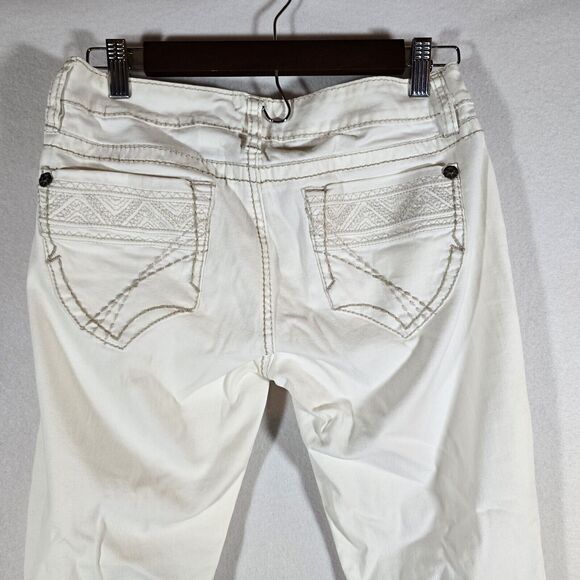 Union Bay Pants Size 5 Beige Low Rise Flared Stretch Y2K Tan White Juniors - Picture 6 of 8